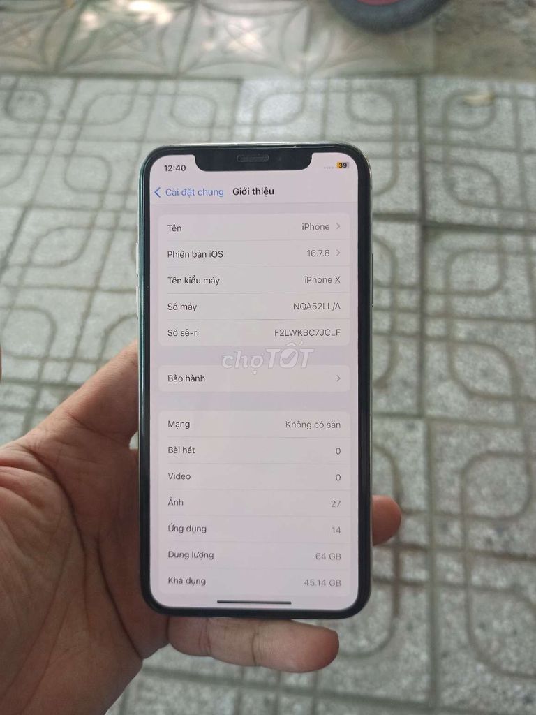 iPhone X 64GB Trắng 64 ân full