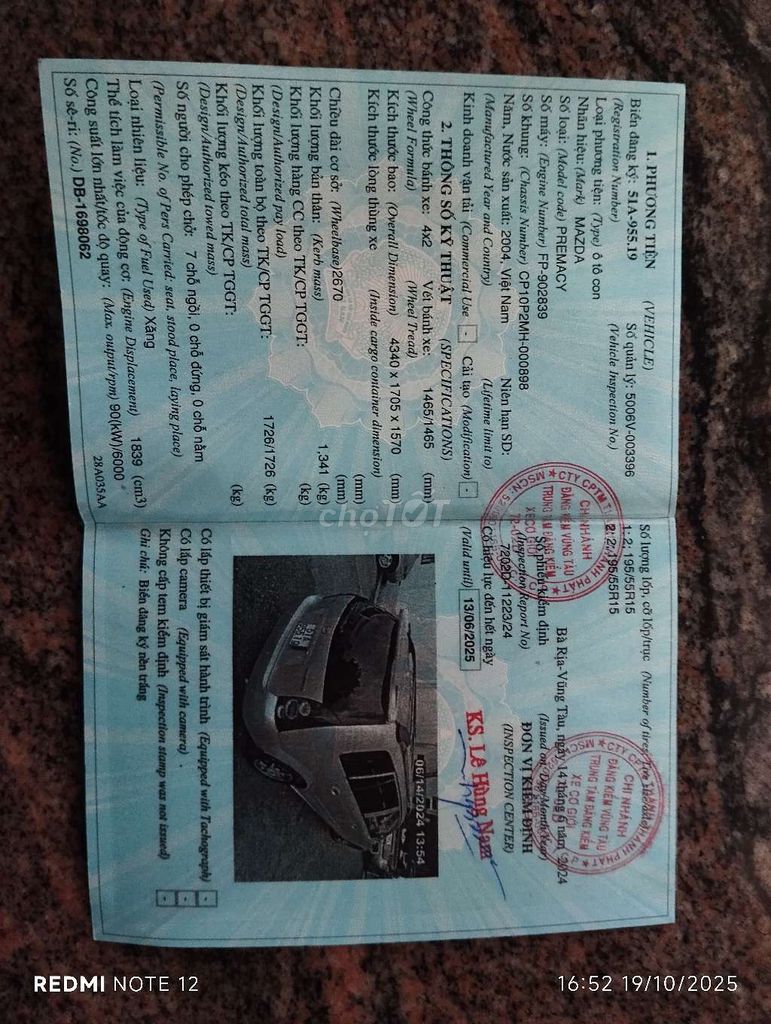 Mazda Premacy 2004, 7 chỗ, màu bạc. Mua bán Ô tô tại Huyện Long Thành Đồng Nai được đăng bởi Bao An  hình 11