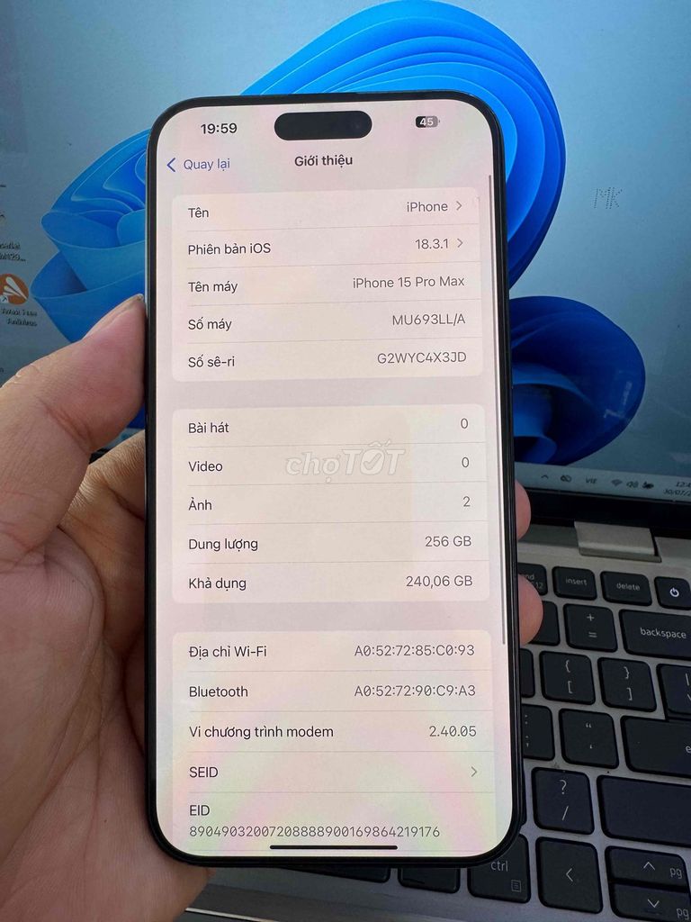 Apple iPhone 15 Pro Max 256GB Xanh 82%. Mua bán Điện thoại tại Quận 6 Tp Hồ Chí Minh được đăng bởi QUỐC THIÊN BÁN GÓP 0 ĐỒNG  hình 1