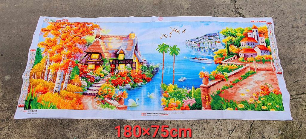 CẦN BÁN TRANH PHONG CẢNH ĐÃ THÊU 180×75cm