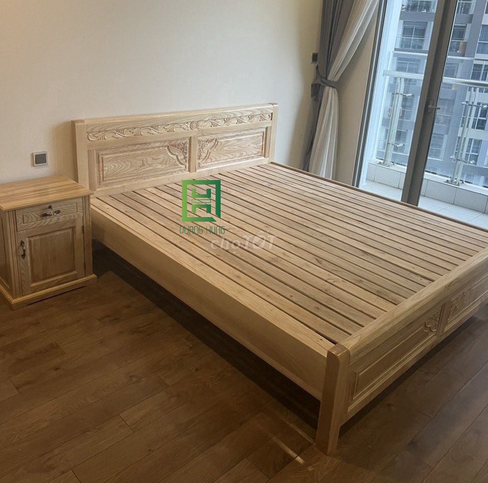 Giường ngủ Gỗ sồi Quang Hùng 1m2x2m. Mua bán Giường, chăn ga gối nệm tại Huyện Cần Giuộc Long An được đăng bởi Nội Thất Quang Hùng TD hình 1