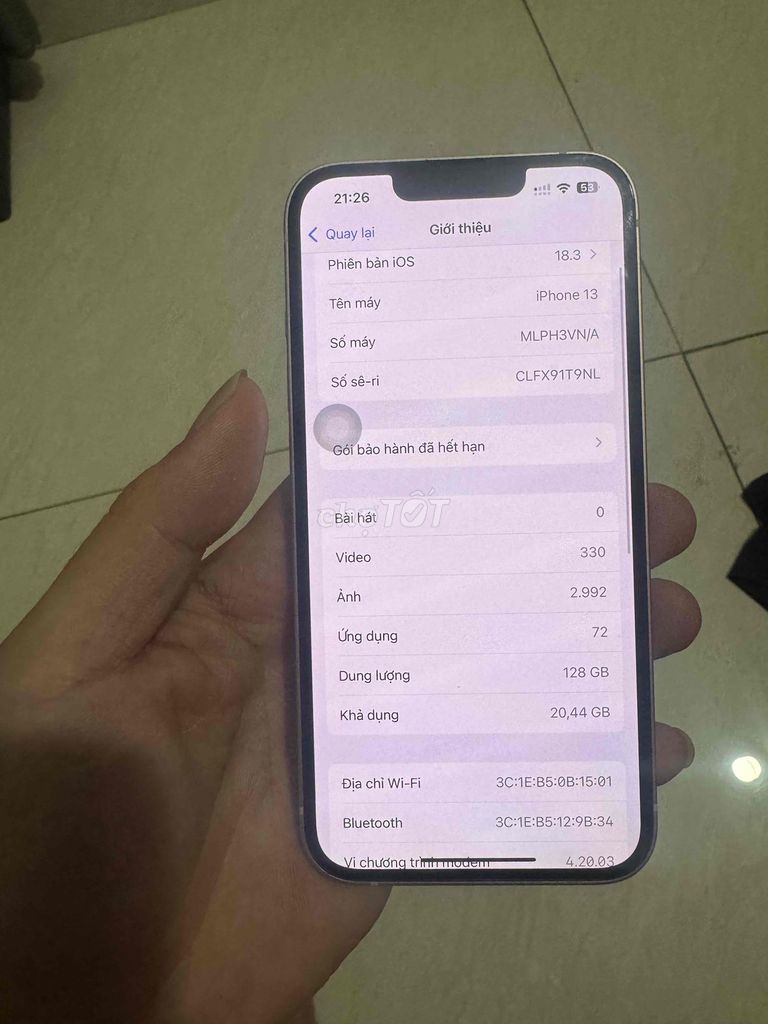 Apple iPhone 13 128GB Hồng. Mua bán Điện thoại tại Huyện Quốc Oai Hà Nội được đăng bởi Bùi Hải hình 1