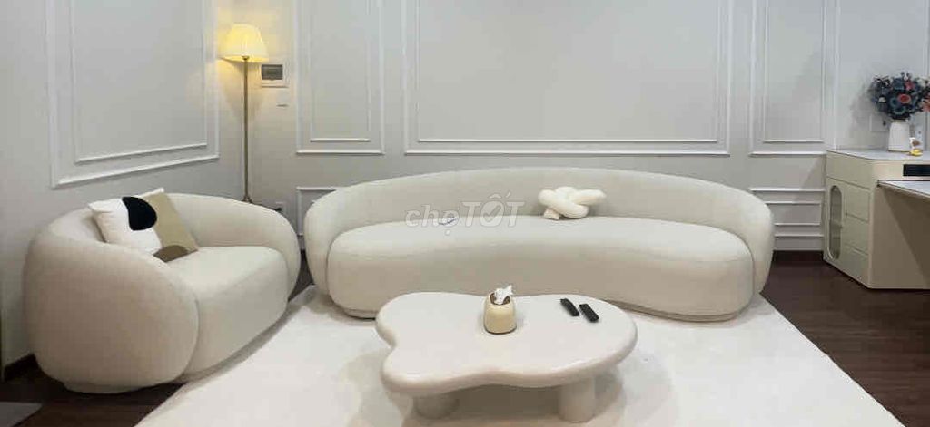 sofa và ghế đôn chất liệu bố hạt loại tốt màu đẹp