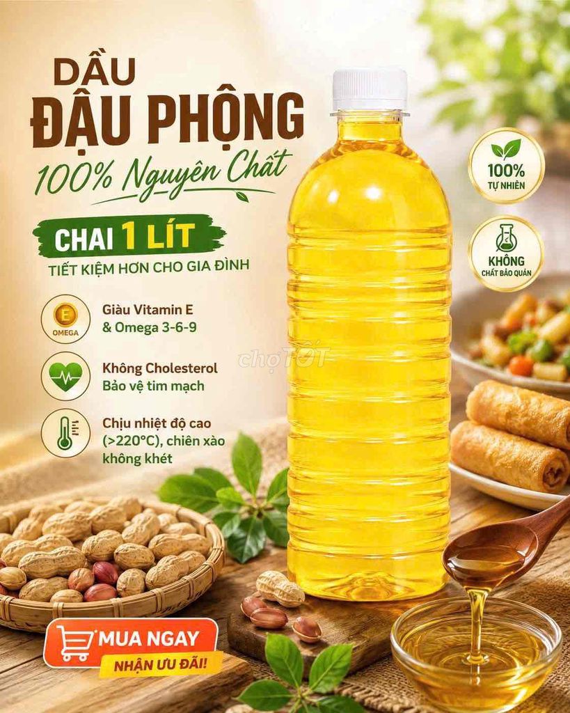 1 Lít Dầu đậu phộng / dầu lạc - Nguyên chất 100%. Mua bán Đồ ăn, thực phẩm và các loại khác tại Thành phố Thủ Đức Tp Hồ Chí Minh được đăng bởi Tony Dang hình 1