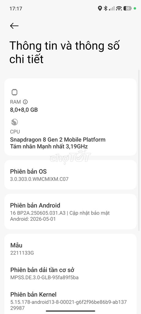 Xiaomi 13 8GB/256GB Snapdragon 8 Gen 2. Mua bán Điện thoại tại Thành phố Huế Thừa Thiên Huế được đăng bởi Nguyễn Văn Mẫn hình 1