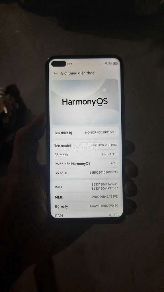 Honor V30 Pro 5G 8/128 gl. Mua bán Điện thoại tại Thành phố Sa Đéc Đồng Tháp được đăng bởi Ngô Hoàng Long hình 1