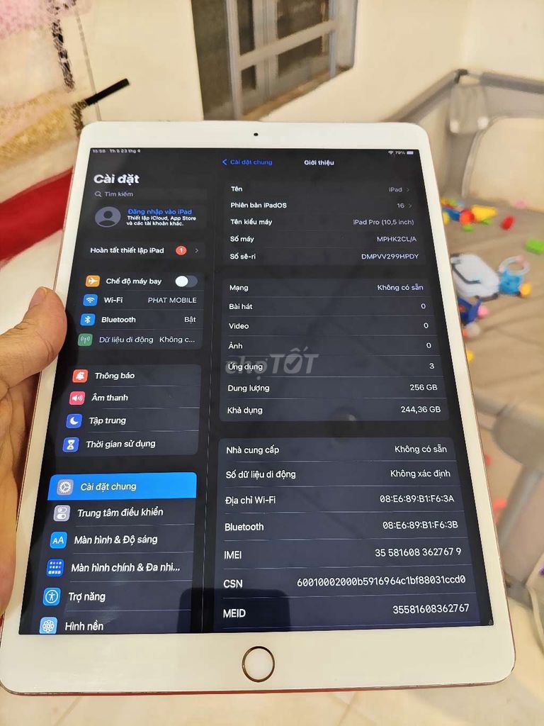 Apple iPad Pro 10.5 inch 256GB Vàng hồng. Mua bán Máy tính bảng tại Thị xã Phú Mỹ Bà Rịa - Vũng Tàu được đăng bởi Trần phát hình 1