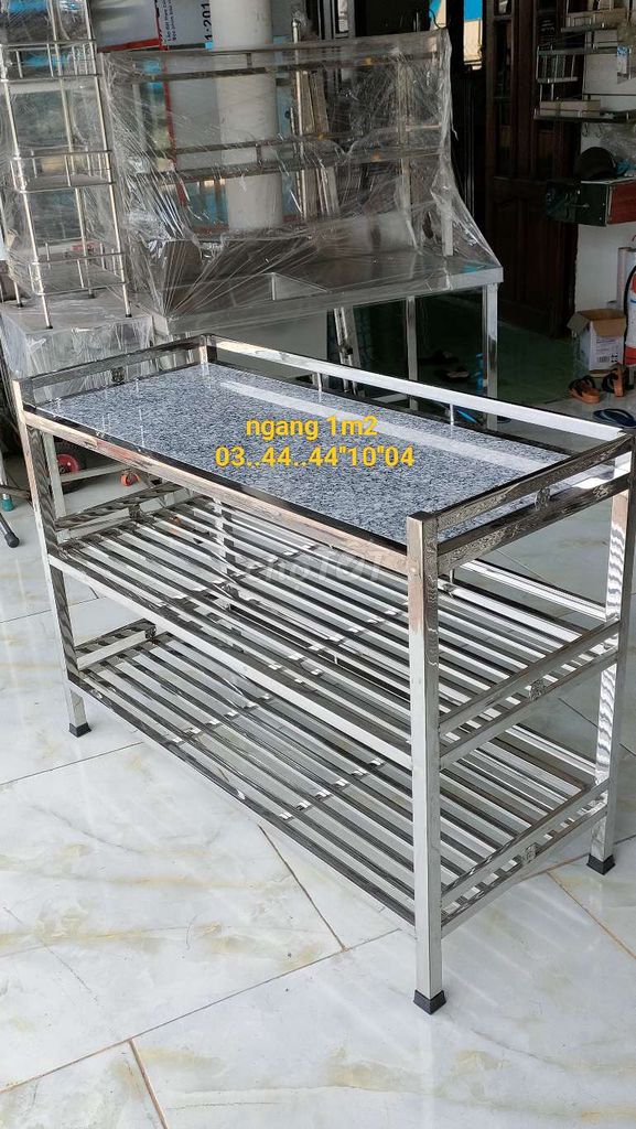 Kệ bếp Inox đá Xám 1m2x50x80cm. Mua bán Tủ, kệ gia đình tại Huyện Đất Đỏ Bà Rịa - Vũng Tàu được đăng bởi Nguyen Huy Mạnh hình 1