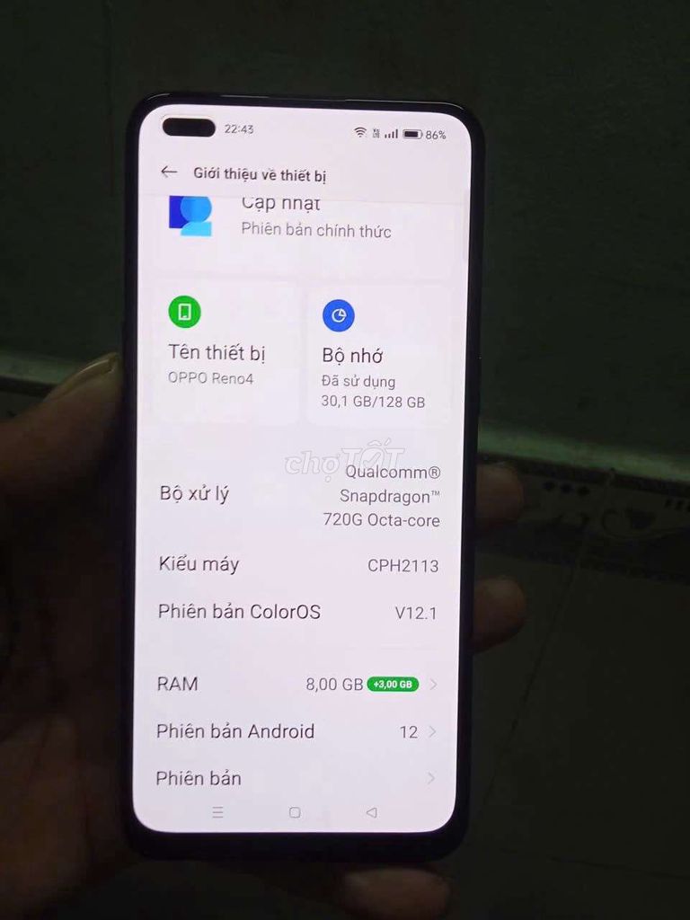 Oppo Reno 4 128GB Đen. Mua bán Điện thoại tại Quận 12 Tp Hồ Chí Minh được đăng bởi Lý Thanh hieu hình 1