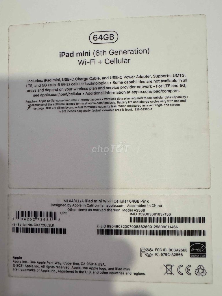 Ipad mini 6 LTE 64G đẹp