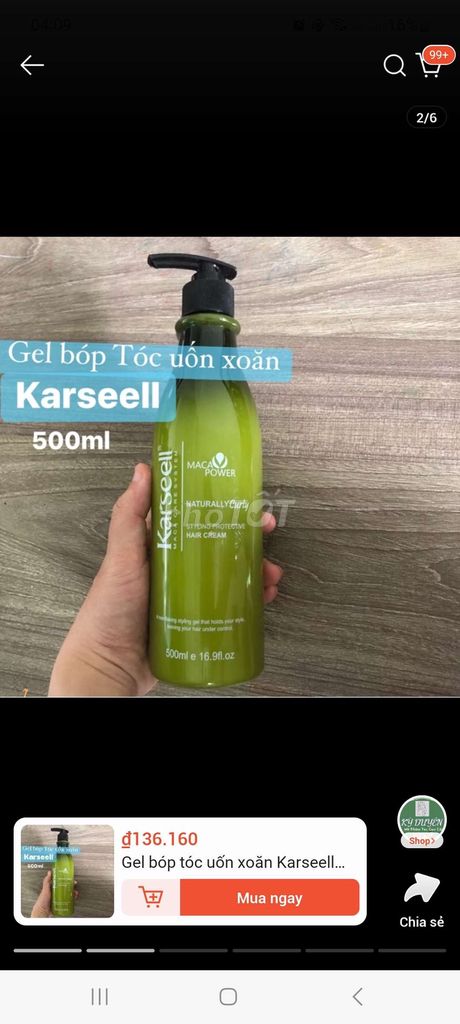 Gel giữ nếp tóc uốn/ xoăn Karseell