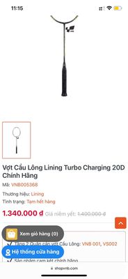 Vợt Turbo Charging 20d của Lining chính hãng