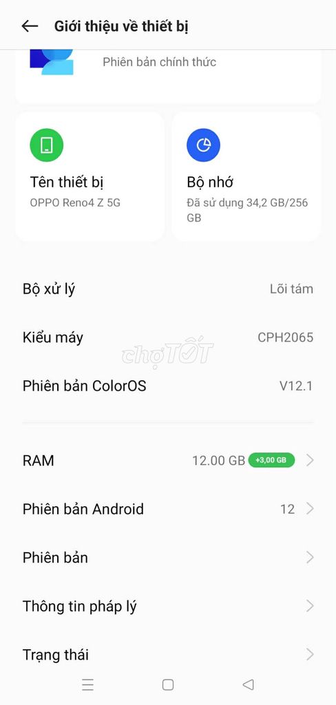 Oppo Reno 4Z 5G 12GB/256GB Xanh. Mua bán Điện thoại tại Quận Bắc Từ Liêm Hà Nội được đăng bởi Thịnh Hưng  hình 1