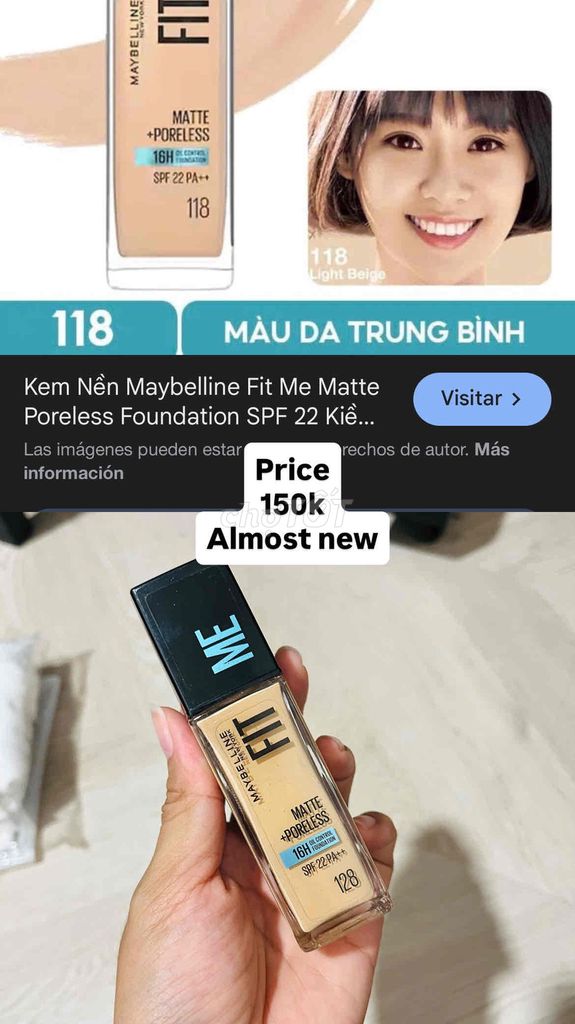 Kem nền Maybelline Fit Me Matte Poreless. Mua bán Phụ kiện thời trang khác tại Thành phố Thủ Đức Tp Hồ Chí Minh được đăng bởi Hồ Trúc Ly hình 1