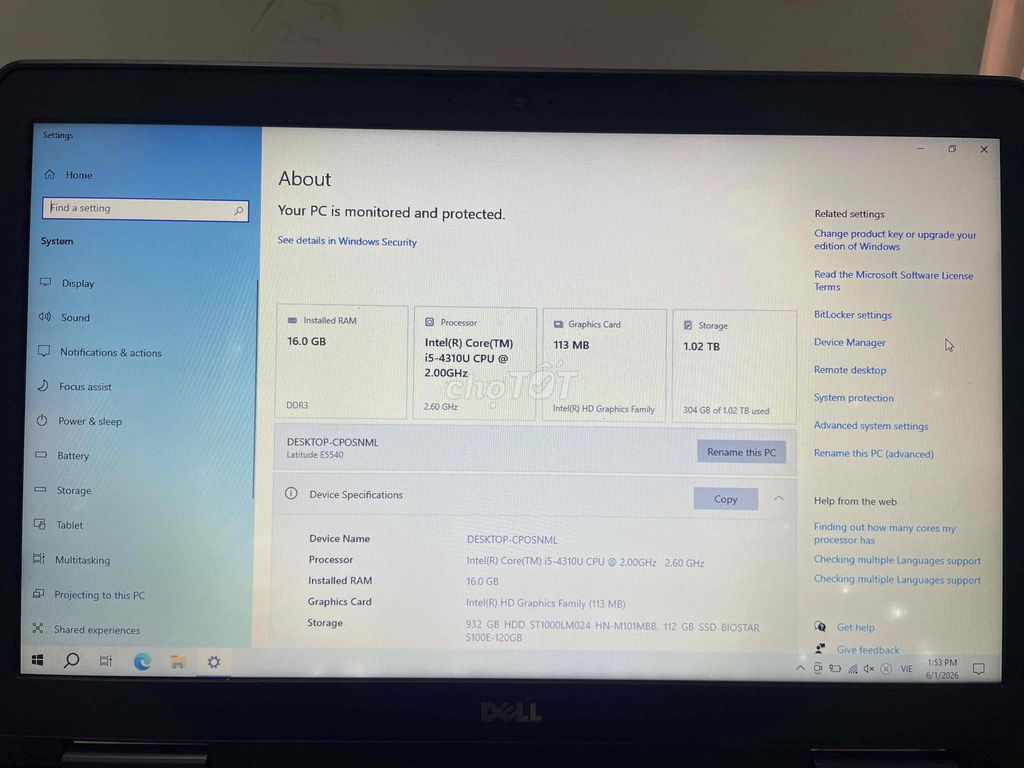 Dell Latitude E5540 i5-4310U 16GB/120GB. Mua bán Laptop tại Thị Xã Buôn Hồ Đắk Lắk được đăng bởi Đức Duẩn hình 1