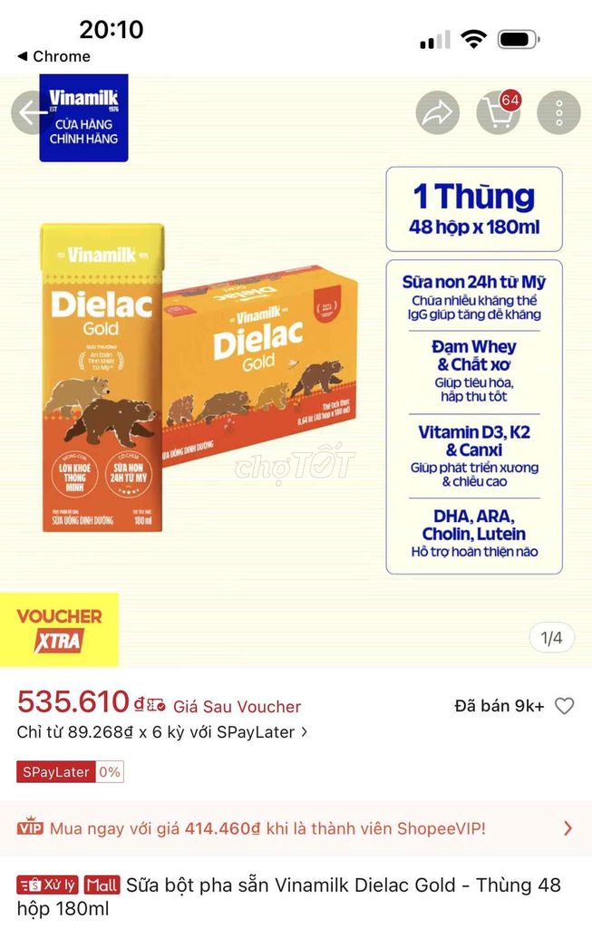 Sữa pha sẵn Vinamilk Dielac Gold. Mua bán Mẹ và bé tại Huyện Bình Chánh Tp Hồ Chí Minh được đăng bởi Bảo Ngọc hình 1