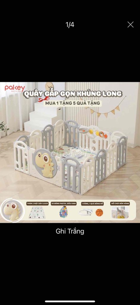 Pass quây Pakey khủng long chính hãng cho bé