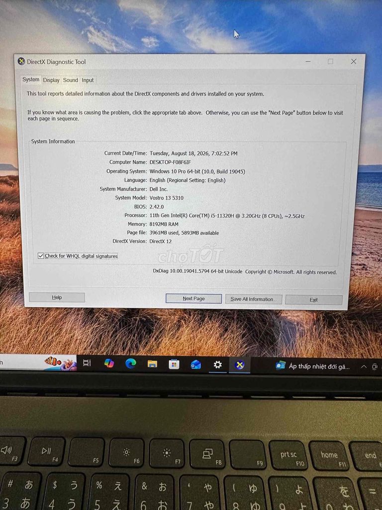 Dell Vostr***20H 8GB/256GB Xám Like New. Mua bán Laptop tại Quận Nam Từ Liêm Hà Nội được đăng bởi phương văn hải  hình 1