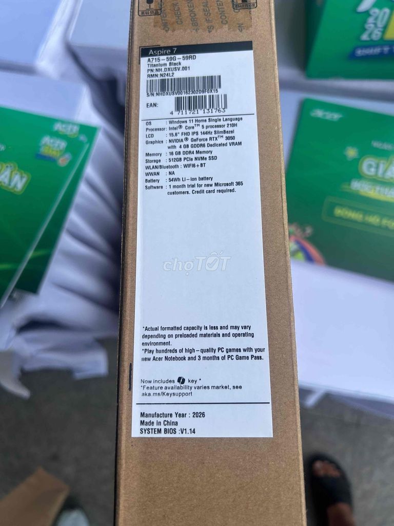 Acer Aspire 7 A715-59G-59RD i5 16GB/512GB RTX 3050. Mua bán Laptop tại Quận Thanh Khê Đà Nẵng được đăng bởi Nguyễn Thành Đạt hình 1