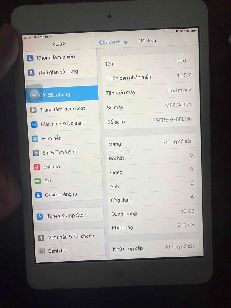 Apple iPad mini 2 16GB Bạc Có SIM. Mua bán Máy tính bảng tại Quận Cẩm Lệ Đà Nẵng được đăng bởi trần quốc dũng hình 1