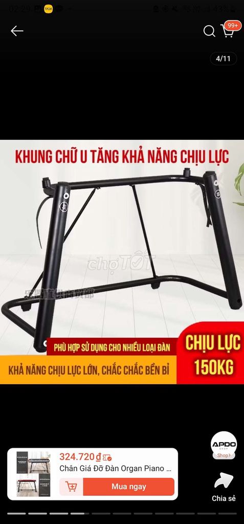 Chân đàn Kim loại Chữ U Đen 150kg. Mua bán Nhạc cụ tại Quận 3 Tp Hồ Chí Minh được đăng bởi Minh Anh hình 1