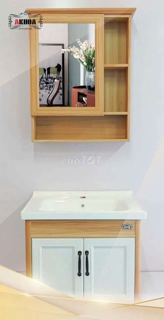 Tủ lavabo Nhựa Carbon Vân gỗ, trắng. Mua bán Thiết bị vệ sinh, nhà tắm tại Quận Cẩm Lệ Đà Nẵng được đăng bởi Tổng kho thiết bị vệ sinh HND Đà Nẵng hình 1