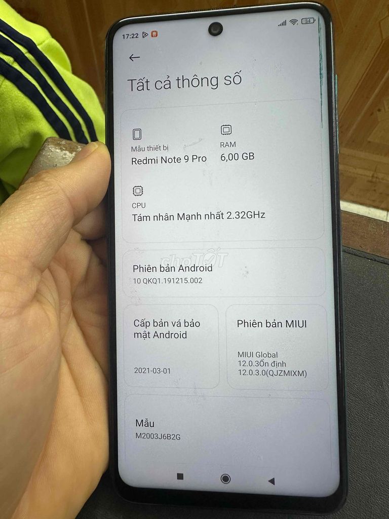 Xiaomi Redmi Note 9 Pro 64GB Xanh. Mua bán Điện thoại tại Quận Hai Bà Trưng Hà Nội được đăng bởi Vinh hình 1