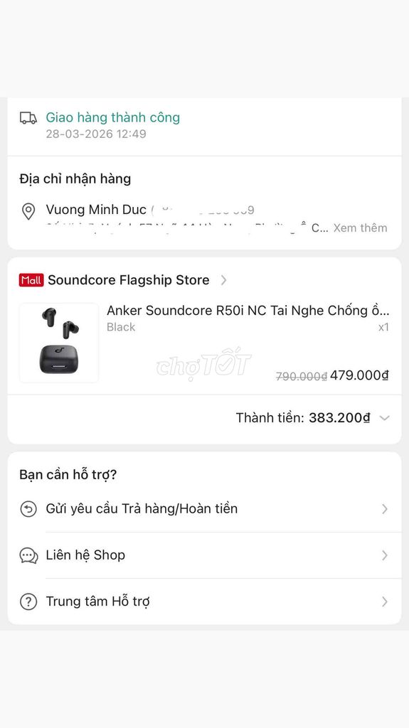 Tai nghe Anker Soundcore R50i NC Đen. Mua bán Tivi, Âm thanh tại Quận Đống Đa Hà Nội được đăng bởi Minh Duc hình 1