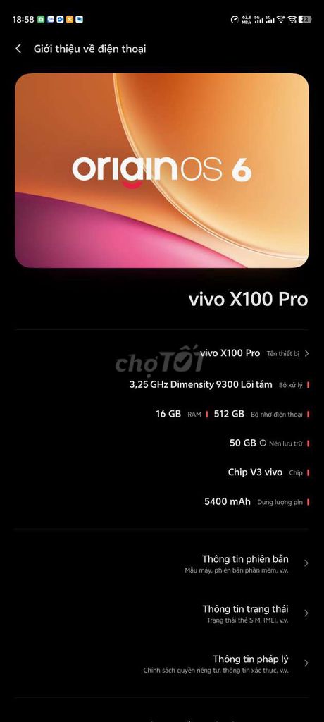 Vivo X100 Pro 512GB Dimensity 9300. Mua bán Điện thoại tại Thành phố Đông Hà Quảng Trị được đăng bởi Thiên Mai hình 1