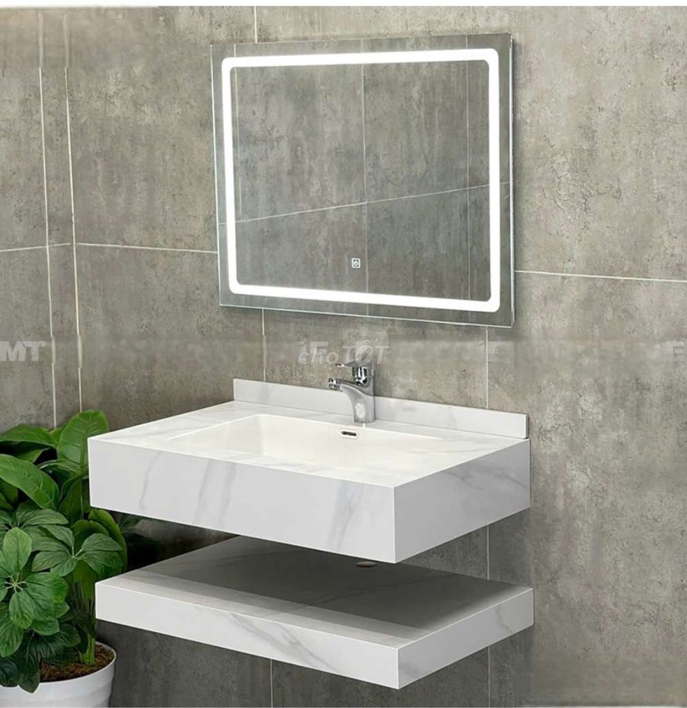 LAVABO BÀN ĐÁ 2 TẦNG TRÀN VIỀN 60X45 CM