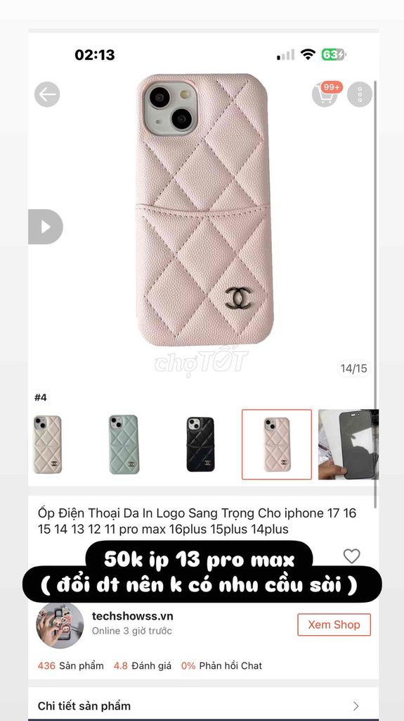 Ốp lưng iPhone 13 Pro Max Da Hồng nhạt. Mua bán Phụ kiện (Màn hình, Chuột...) tại Huyện Bình Chánh Tp Hồ Chí Minh được đăng bởi Nguyễn Thị Ngọc Hân hình 1