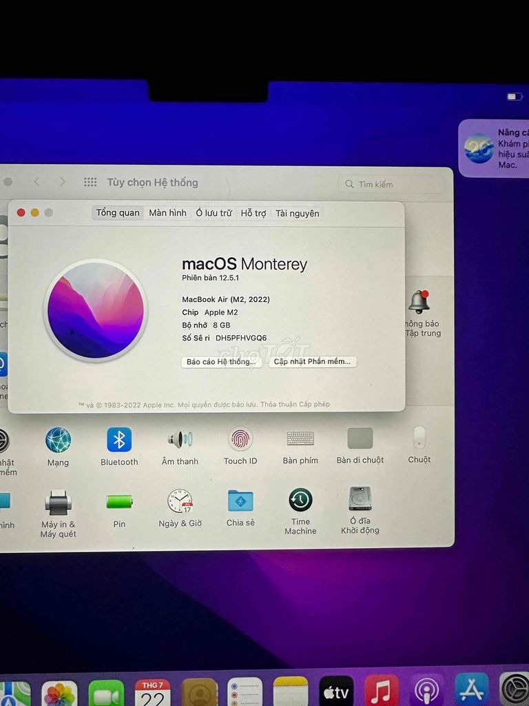 Apple MacBook Air M2 8GB Bạc Like New. Mua bán Laptop tại Thị xã Sơn Tây Hà Nội được đăng bởi Vũ Minh Quý hình 1