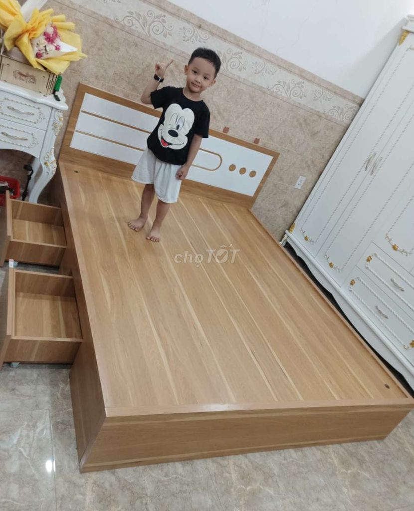 GIƯỜNG HỘP 1M6*2M GỖ CÔNG NGHIỆP CÓ HỘP KÉO