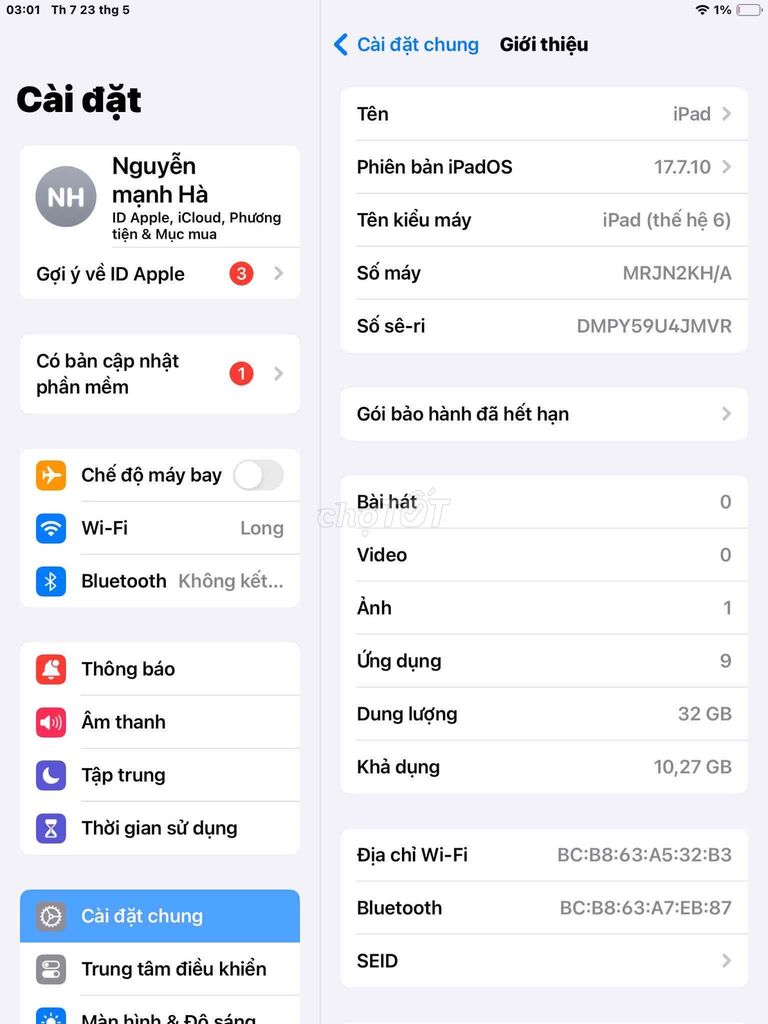 Apple iPad Gen 6 32GB Vàng. Mua bán Máy tính bảng tại Thành phố Hải Dương Hải Dương được đăng bởi Nguyễn Long hình 1