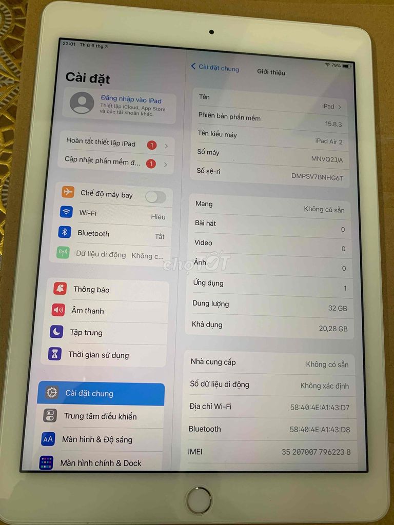 Apple iPad Air 2 32GB Bạc đẹp 99%. Mua bán Máy tính bảng tại Quận Cầu Giấy Hà Nội được đăng bởi Hiếu hình 1
