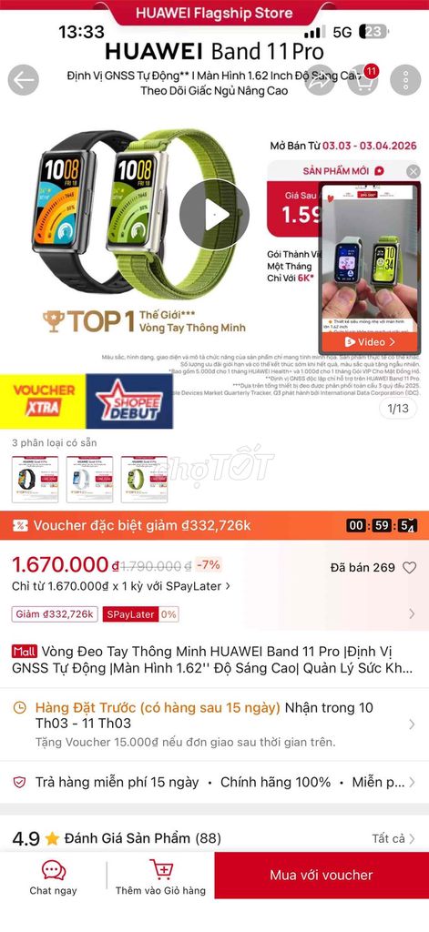 Huawei Band 11 Pro. Mua bán Thiết bị đeo thông minh tại Quận 7 Tp Hồ Chí Minh được đăng bởi DAT PHAN hình 1
