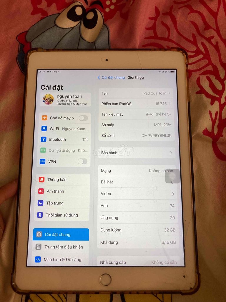 iPad Gen 5 32GB - Bản Quốc Tế, Đã Sử Dụng. Mua bán Máy tính bảng tại Quận Hoàn Kiếm Hà Nội được đăng bởi nguyễn huy hình 1