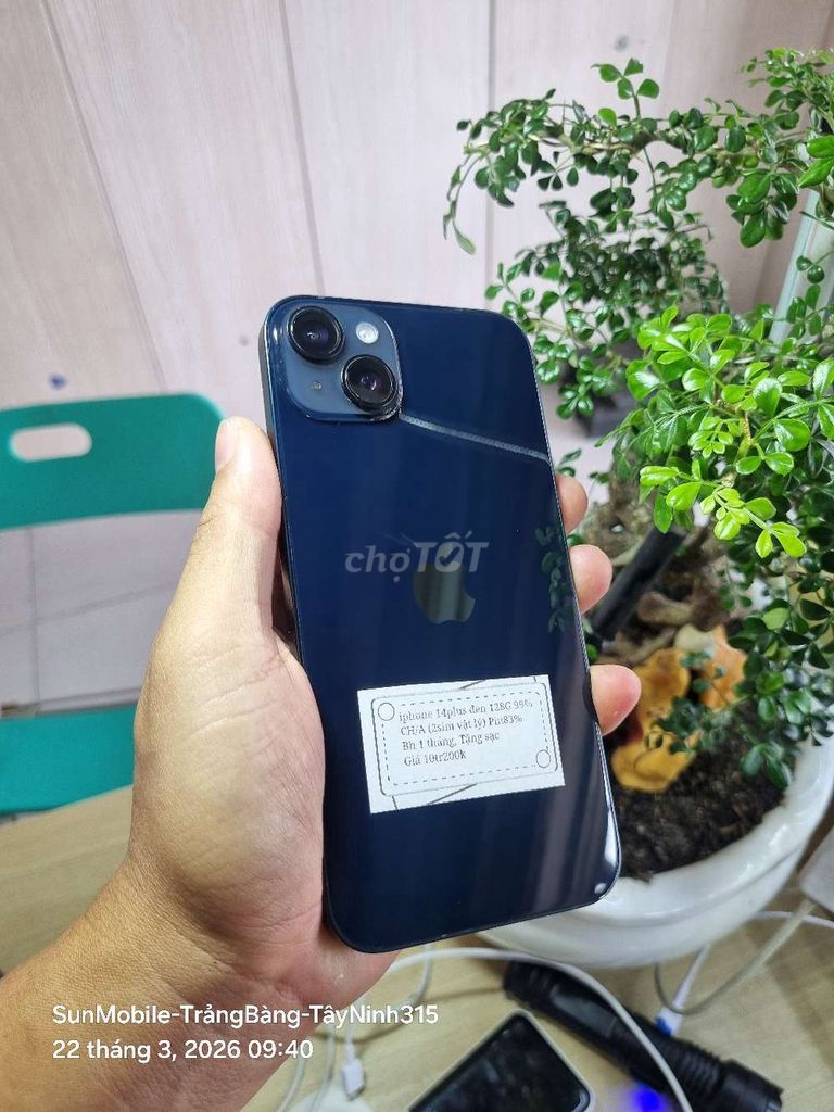 iP 14Plus 128G P83% Zin áp bản 2sim vật lý. Mua bán Điện thoại tại Huyện Trảng Bàng Tây Ninh được đăng bởi Sun Mobile Shop Điện Thoại Trảng Bàng Tây Ninh 01 hình 1