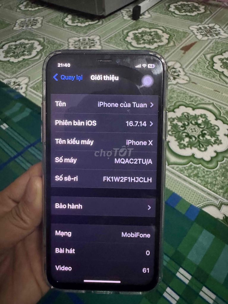 Bán gấp iphone X 64g màu đen. Mua bán Điện thoại tại Quận Bình Thạnh Tp Hồ Chí Minh được đăng bởi Trương Thị Lan Phương hình 1