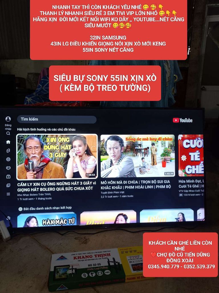 THANH LÝ TIVI LỚN SONY 55IN ĐỜI MỚI ĐẸP KENG. Mua bán Tivi, Âm thanh tại Thành phố Đồng Xoài Bình Phước được đăng bởi CHỢ ĐỒ CŨ TIẾN DŨNG hình 1
