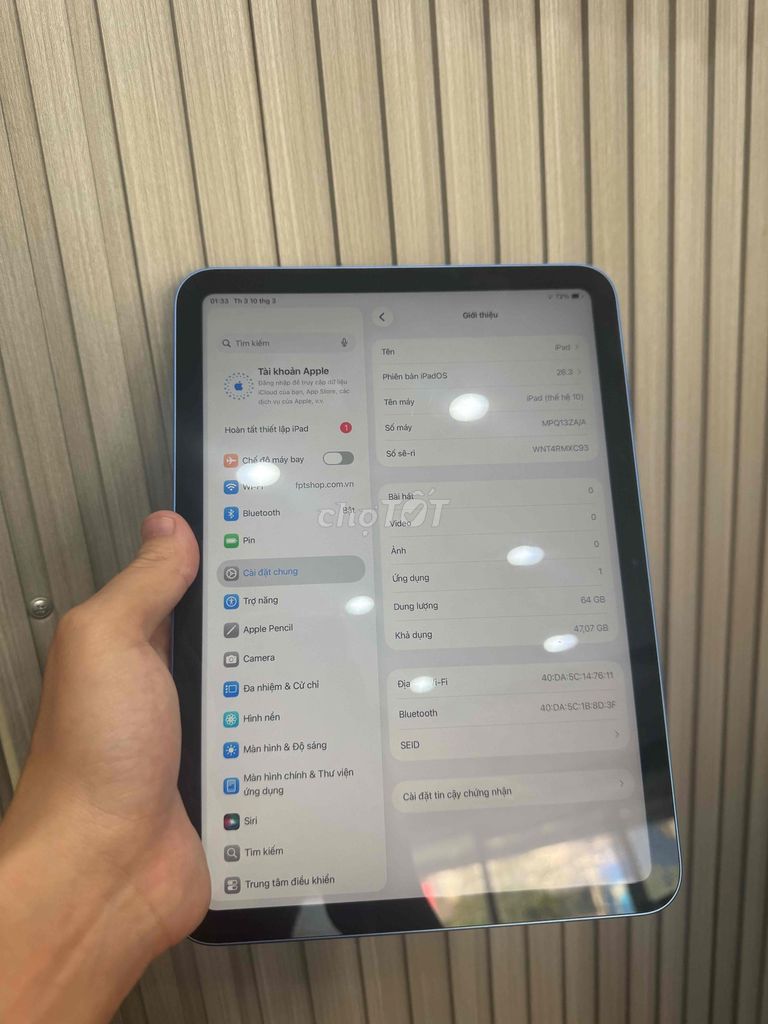 Apple iPad (Thế hệ 10) 64GB Xanh dương. Mua bán Máy tính bảng tại Quận Hoàng Mai Hà Nội được đăng bởi chu  hình 1