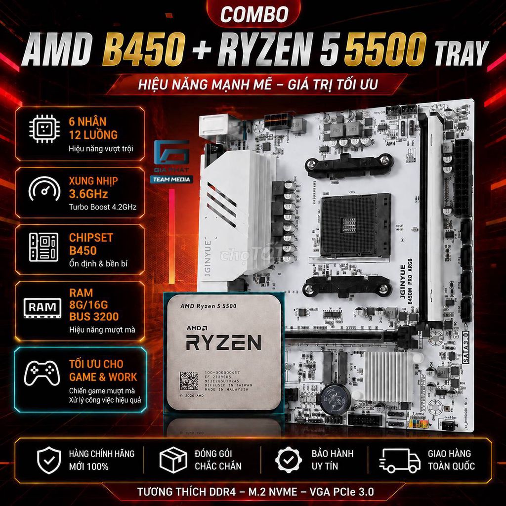 Combo B450 + Ryzen 5 5500 Tray(Không Tản)+ Ram 16G. Mua bán Linh kiện (RAM, Card...) tại Quận 6 Tp Hồ Chí Minh được đăng bởi Trần Thành Đại hình 1