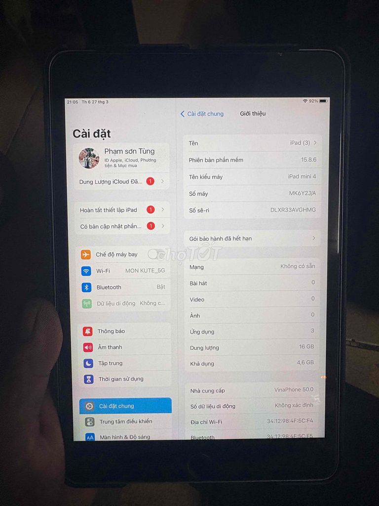 Apple iPad mini 4 16GB Xám. Mua bán Máy tính bảng tại Thành phố Buôn Ma Thuột Đắk Lắk được đăng bởi Tùng hình 1