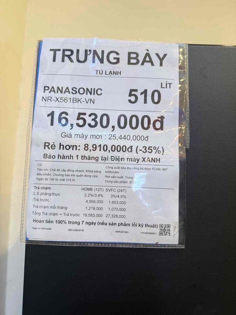 Tủ lạnh Panasonic 510 lít - Trưng Bày Như Mới. Mua bán Tủ lạnh tại Quận Liên Chiểu Đà Nẵng được đăng bởi Phuoc Pham hình 1