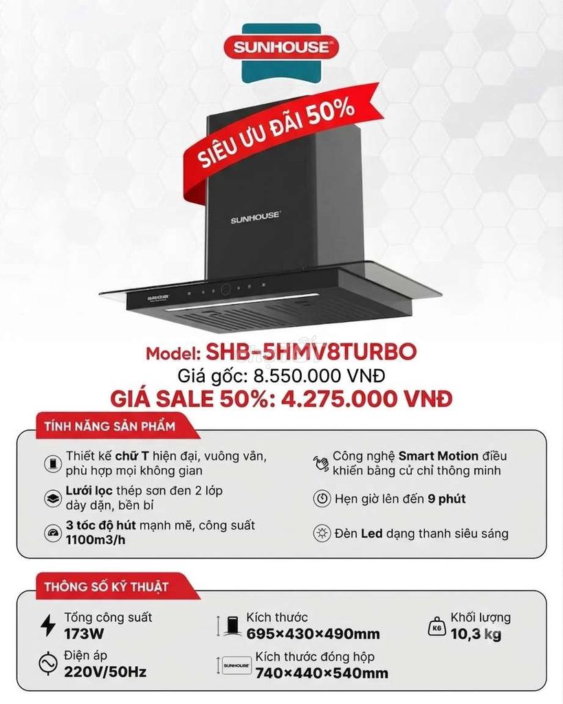 Máy hút mùi Sunhouse SHB-5HMV8TURBO Đen. Mua bán Bếp, lò, đồ điện nhà bếp tại Huyện Đông Anh Hà Nội được đăng bởi Lê Vĩ Hào hình 1