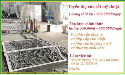 Tuyển thợ cửa sắt mỹ thuật