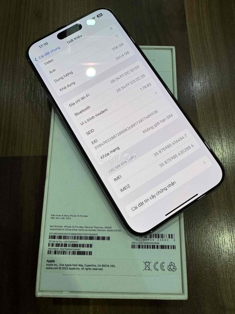 Iphone 15 Pro max 256gb Tự Nhiên VN 99% nguyên hộp