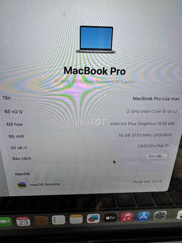 Apple MacBook Pro i5 16GB/512GB 2020 zin full. Mua bán Laptop tại Quận Đống Đa Hà Nội được đăng bởi Lê Khuyến hình 1