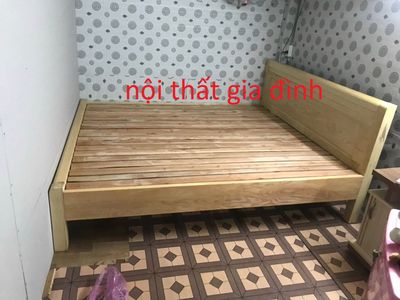 hàng sẵn -miễn ship ráp giường gỗ sồi tự nhiên