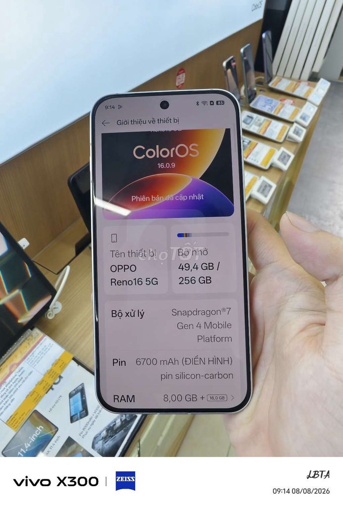 Oppo Reno 16 5G 256GB Trắng. Mua bán Điện thoại tại Quận Bình Thạnh Tp Hồ Chí Minh được đăng bởi LBTA hình 1